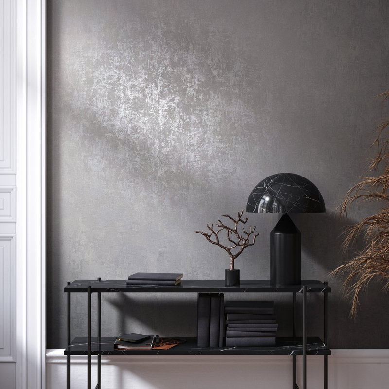 Norbie Industrial Effects Metallic Industrial Texture Wallpaper Roll 10.05cm x 53cm, Silver