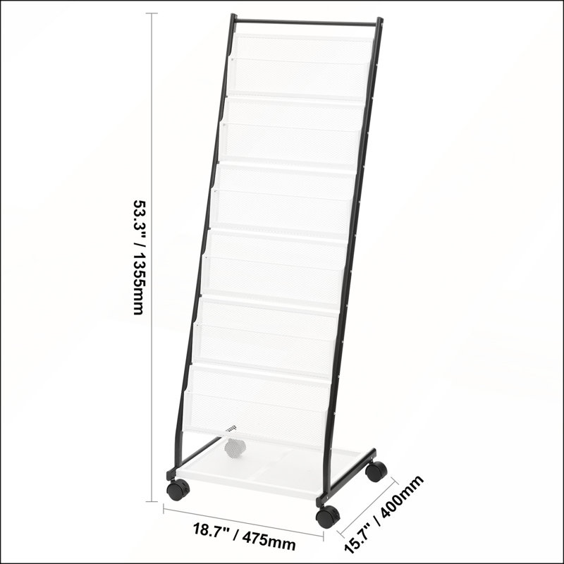 Présentoir à 6 tablettes avec 6 pochettes, durable et peu encombrant pour le bureau et le magasin