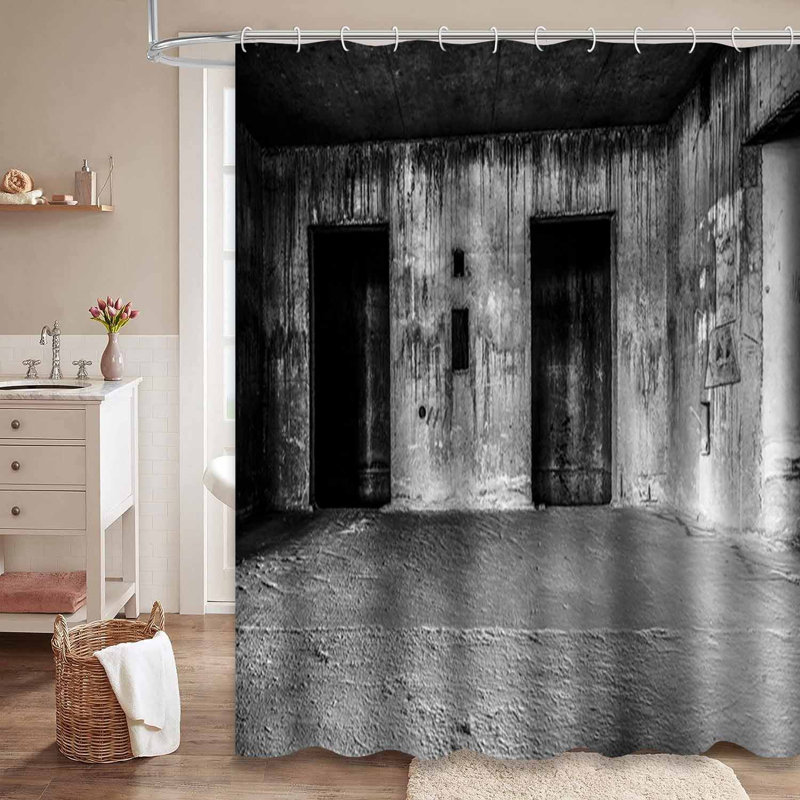 Rideau de douche noir avec 12 crochets Building Ghost Living, L 72 po x l 72 po