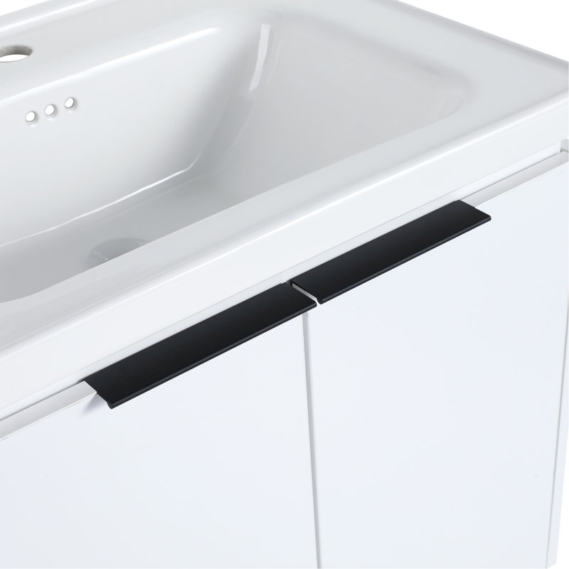 Meuble-lavabo luxueux avec portes et lavabo à fermeture en douceur, parfait pour les petits espaces