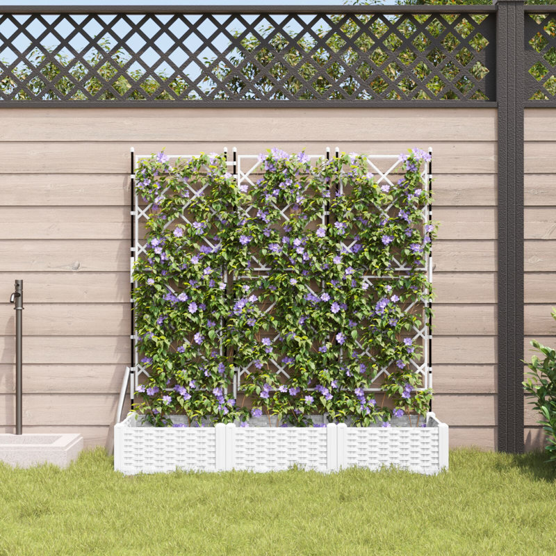 Garden Planter Plastic Resin Planters, White, 125.5cm H x120cm W x 40cm D