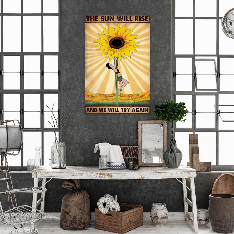 «Yoga The Sun Will Rise» - 1 pièce, impression rectangulaire sur toile Yoga The Sun Will Rise, H 14 po x l 11 po x P 1,25 po