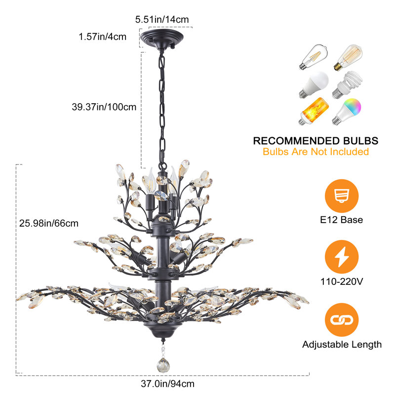 Jamei 11 - Light Dimmable Empire Chandelier, Black