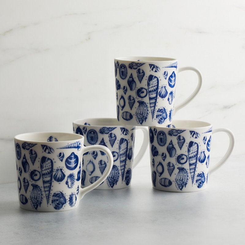 Ships and Shells Handmade Porcelain Coffee Mug