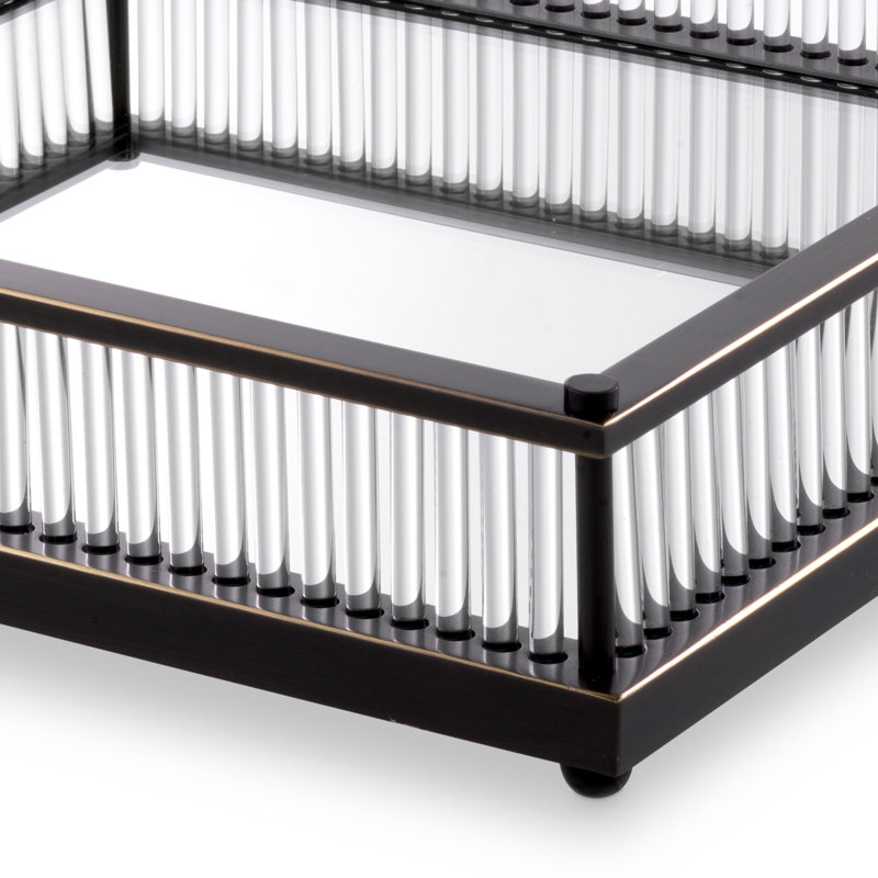 Cora Decorative Tray, Gold/Clear, 3.54" H x 15.55" W x 15.55" L