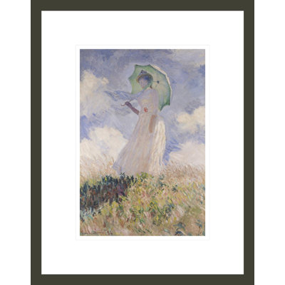 «Femme avec parasol tourné vers la gauche» par Claude Monet, impression giclée encadrée