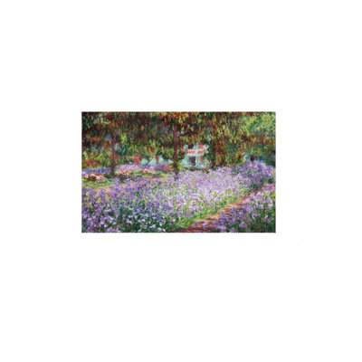 Monet's Iris Garden, Built-In Back Wood Frame Wall Art, 36 X 24