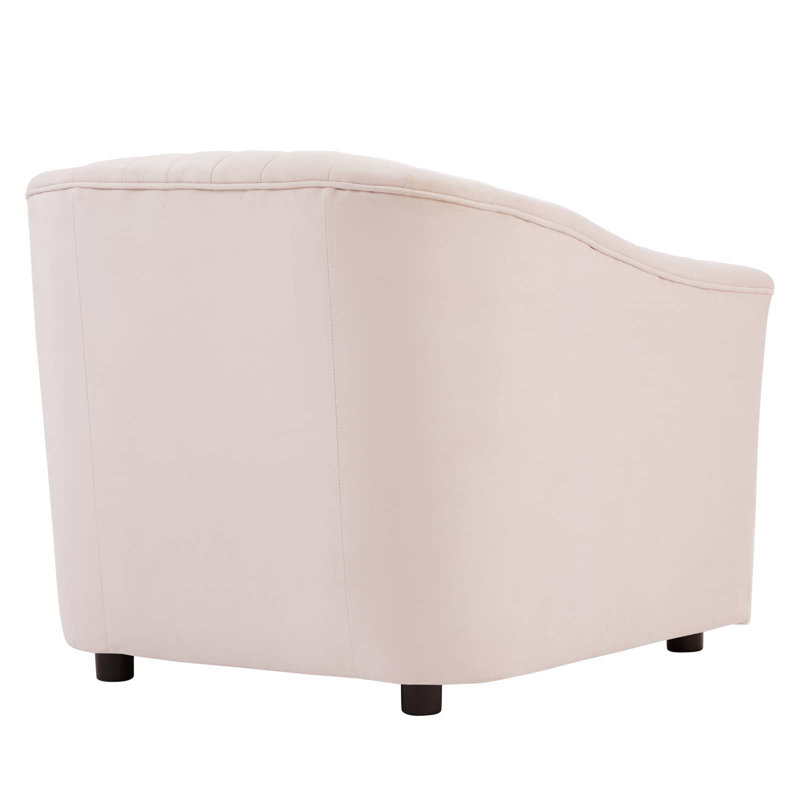 Fauteuil capitonné en velours Modway Annonce Performance, Velours beige