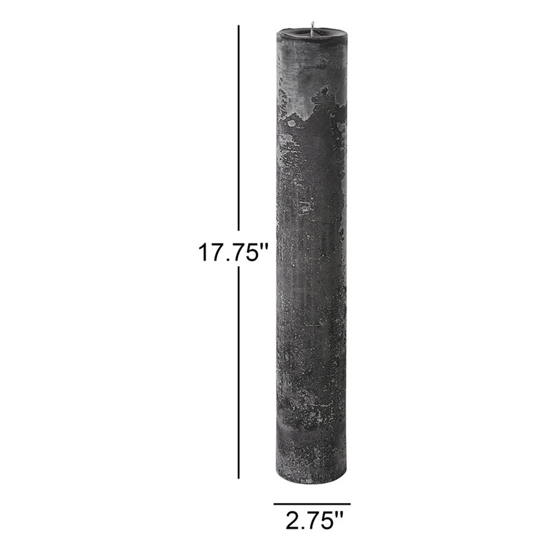 Bougie cylindrique sans parfum, Noir, H 17,75 po x l 2,75 po x P 2,75 po