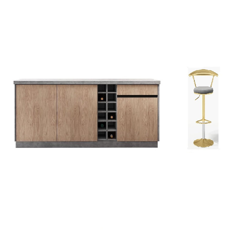 Îlot de cuisine 72 po avec sièges et rangement pour le vin, table d'îlot avec 4 tabourets de bar pivotants, rangement multiple et lumière DEL