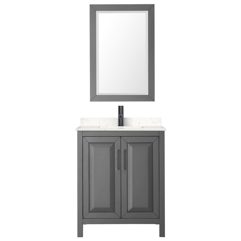 Daria 30'' W Single Vanity, Dark Gray, Matte Black, Carrara Cultured Marble