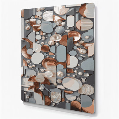 Abstrait formes 45, art mural gris en métal