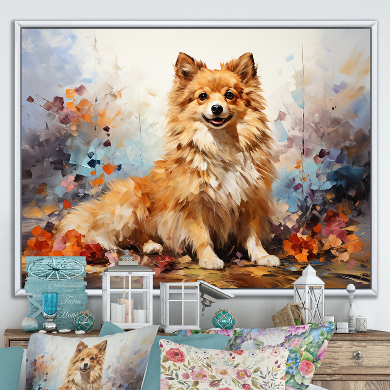 Poméranie Poise I sur toile, H 30 po x l 40 po x P 1,5 po, Cadre flottant blanc