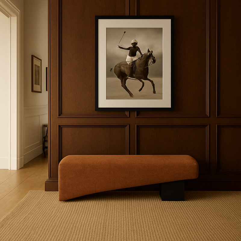 Banc en tissu Alora, Tissu de polyester cognac, Noir, noir, noir, noir