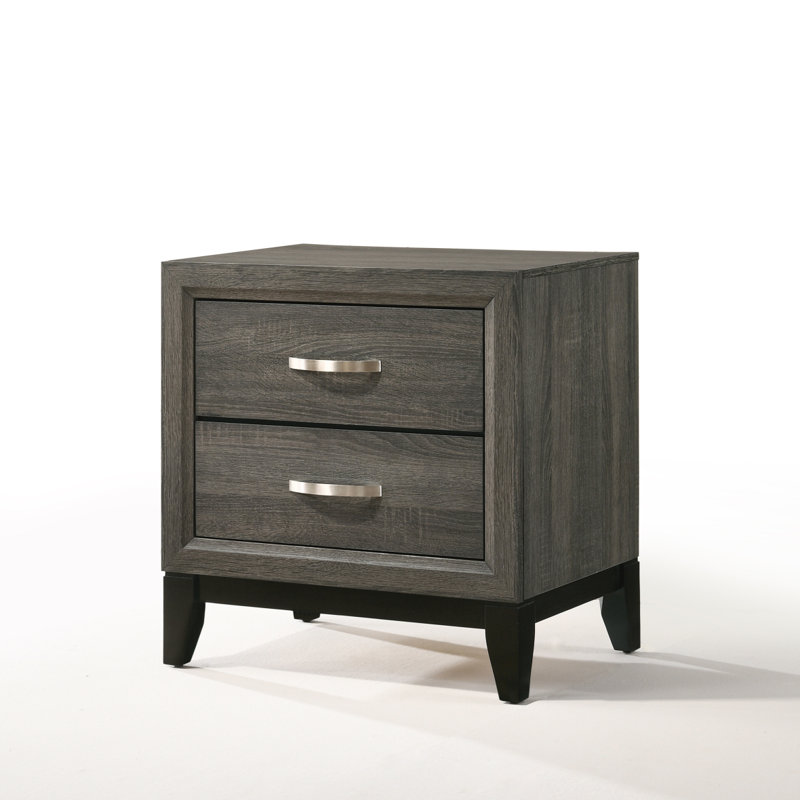 2-Drawer Nightstand, Weathered Gray