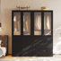 Armoire moderne 20 po x l 63 po x H 71 po avec portes à fermeture douce - garde-robe en verre cannelé avec tablettes et tiroirs