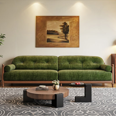 Cream-Style Green Chenille Flannel Sofa