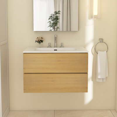 Zinica 30'' Single Bathroom Vanity with Ceramic Top