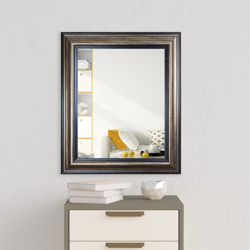 Miroir de salle de bain traditionnel, Cuivre et noir, H 36 po x l 30 po