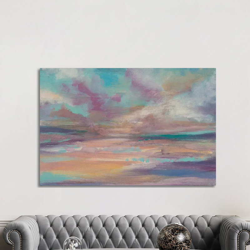 Reproduction d’art, "Sunset Light I" par Jennifer Goldberger, H 40 po x l 60 po x 1,5 po, Toile blanche encadrée