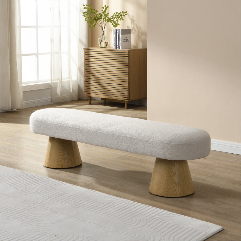 Banc de salle à manger pour la salle à manger, banc de chambre à coucher tapissé à l'extrémité du lit, repose-pieds Boucle pour le salon, pieds en bois avec tabouret de 64 po et capacité de poids de 300 lb