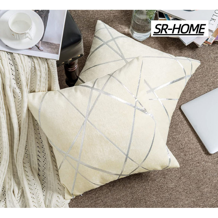 SR-HOME Geometric Chenille Pillow Cover