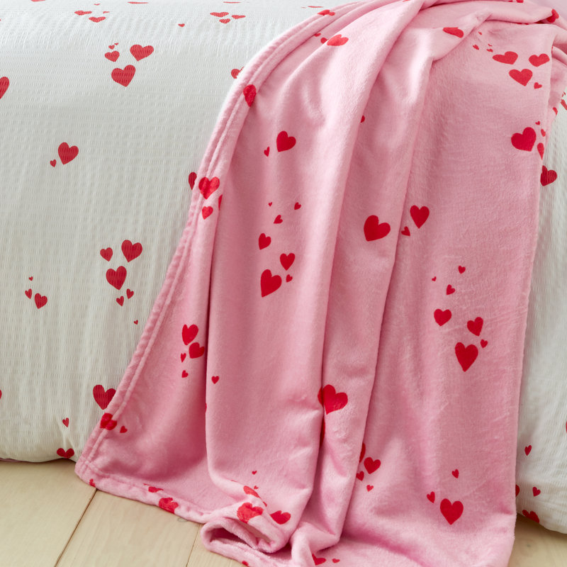 Heart Cosy Fleece Oversized Blanket Throw