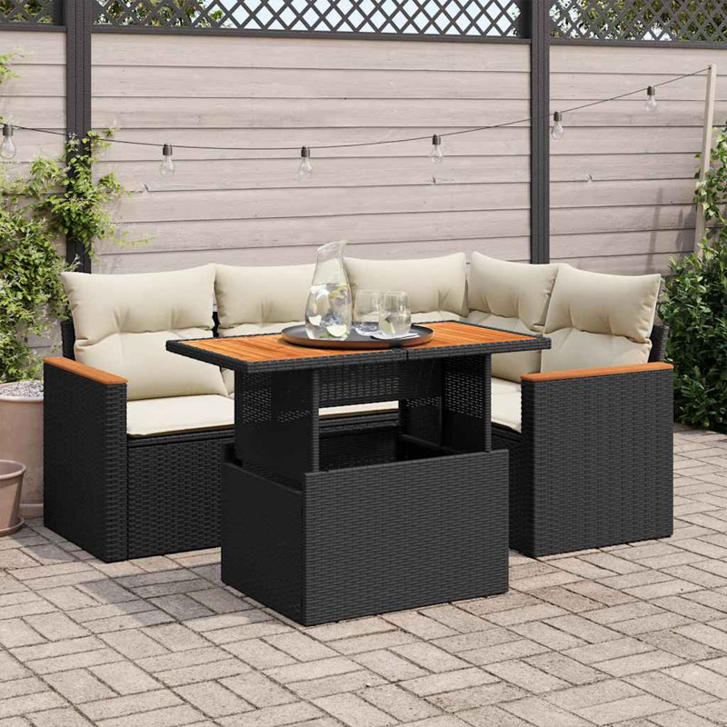 Ensemble de canapé de patio avec coussins 5 pièces Vidaxl