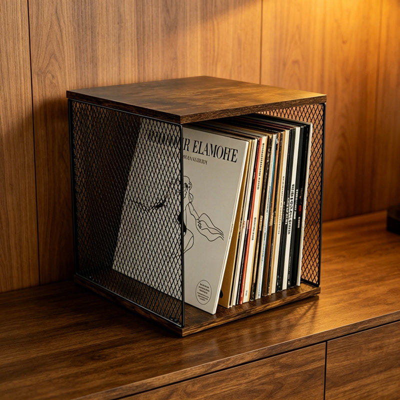 Wood Metal 35cm H Media Shelves