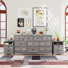 Ensemble de chambre à coucher 3 pièces - commode 10 tiroirs et deux tables de chevet 2 tiroirs, gris délavé
