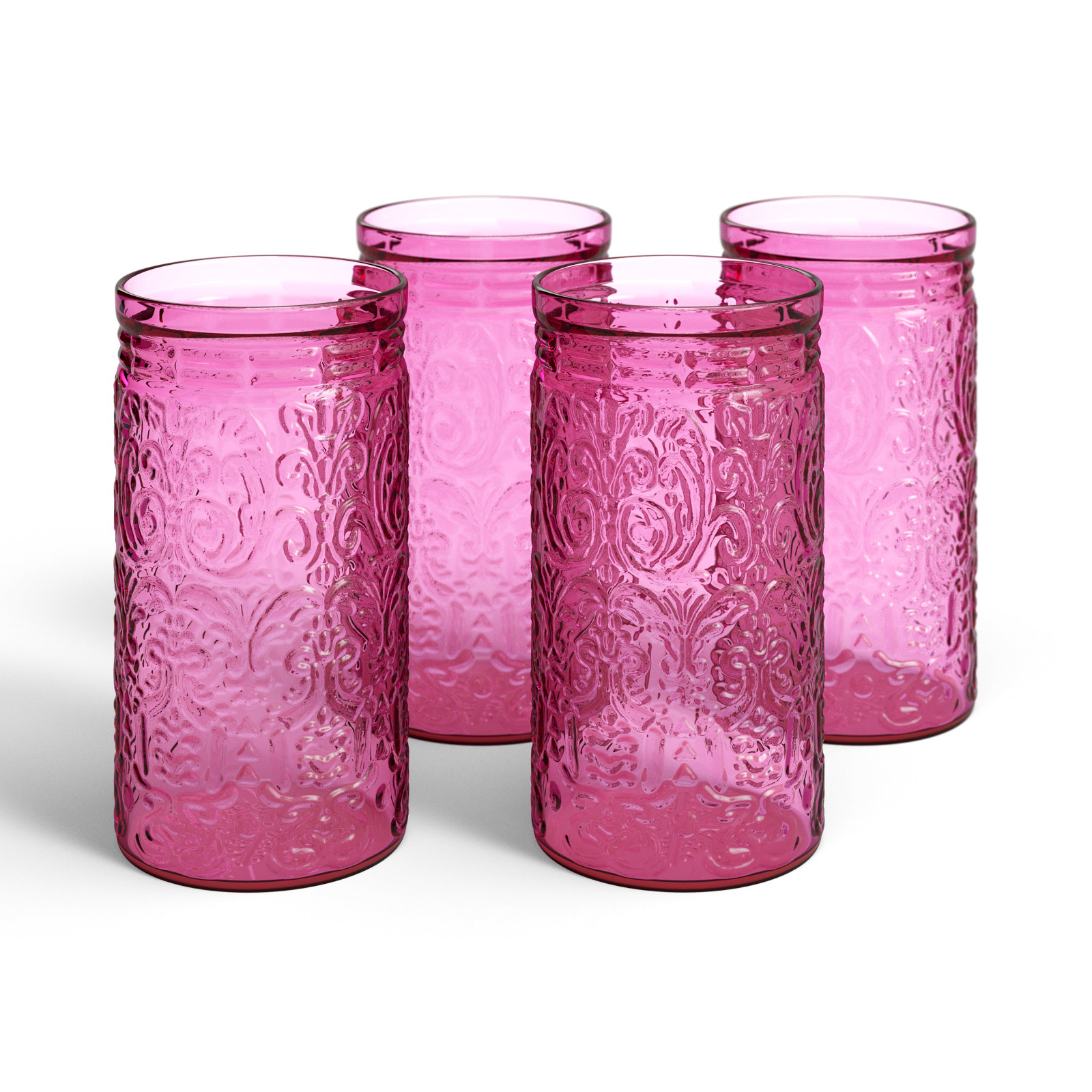 Jax Glass Highball 14 oz, 4, Hot Pink