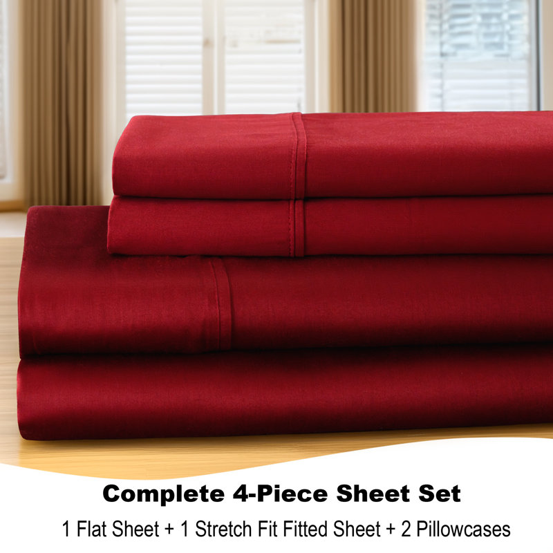 Anti-Wrinkle Soft Microfiber BedTite Tight Grip Sheet Set, Queen Sheet Set with 2 Pillowcases, Burgundy