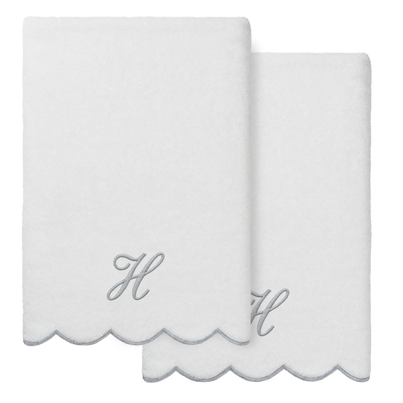  Ensemble de serviettes de bain personnalisables 100% coton turque ADORNIA 2PC, H, Blanc / Gris