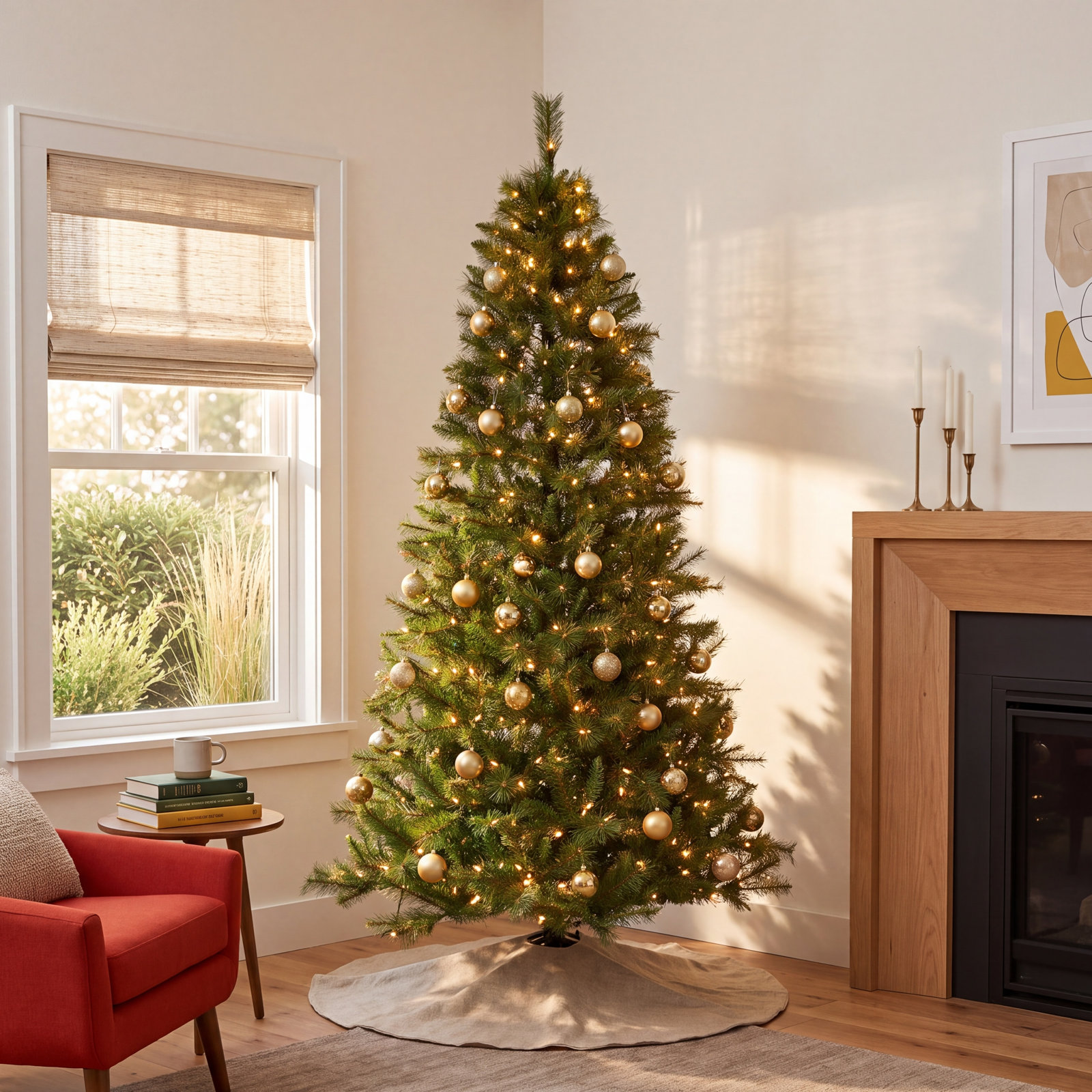 Pre-Lit Half Christmas Tree, 6.5' H