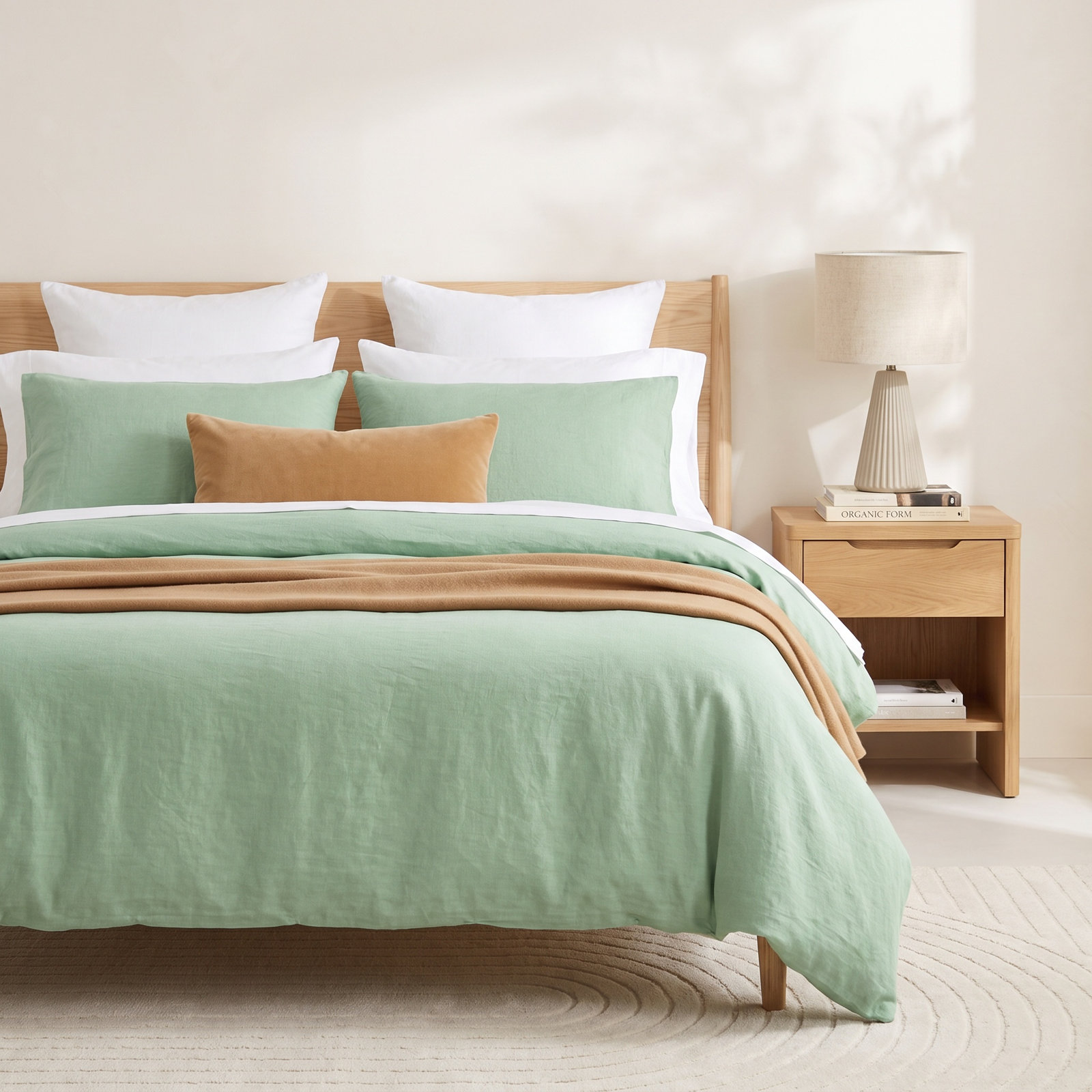 Frazier Linen Duvet Cover Set, King Duvet Cover + 2 King Shams, Sage