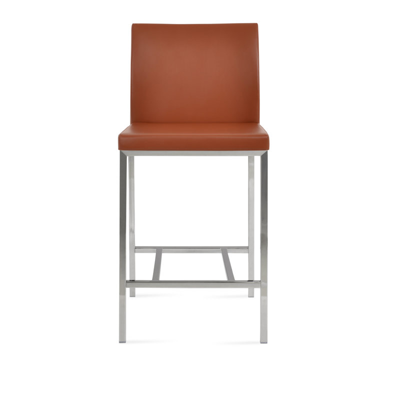 Tabouret de bar et de comptoir en métal Aria, Similicuir cannelle, Tabouret de bar (siège d'une hauteur de 29 po)