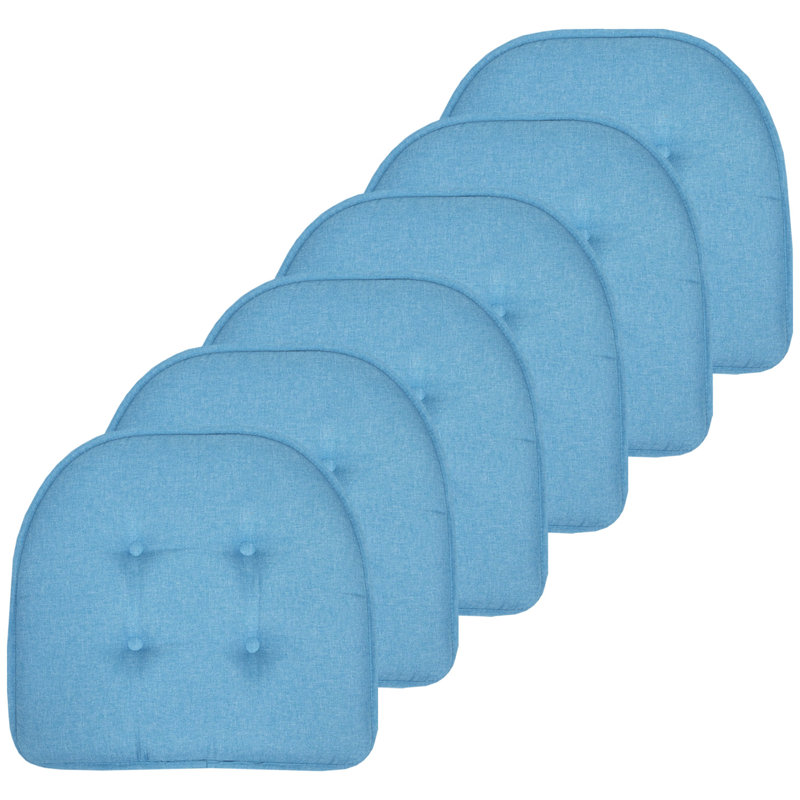 Coussin de chaise d'intérieur uni antidérapant en forme de U, Denim, 6