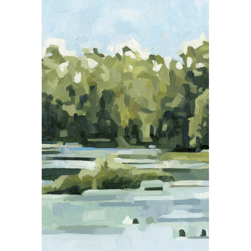River Day I by Emma Caroline - Painting, 91 cm H x 61 cm W, Black Floater Framed
