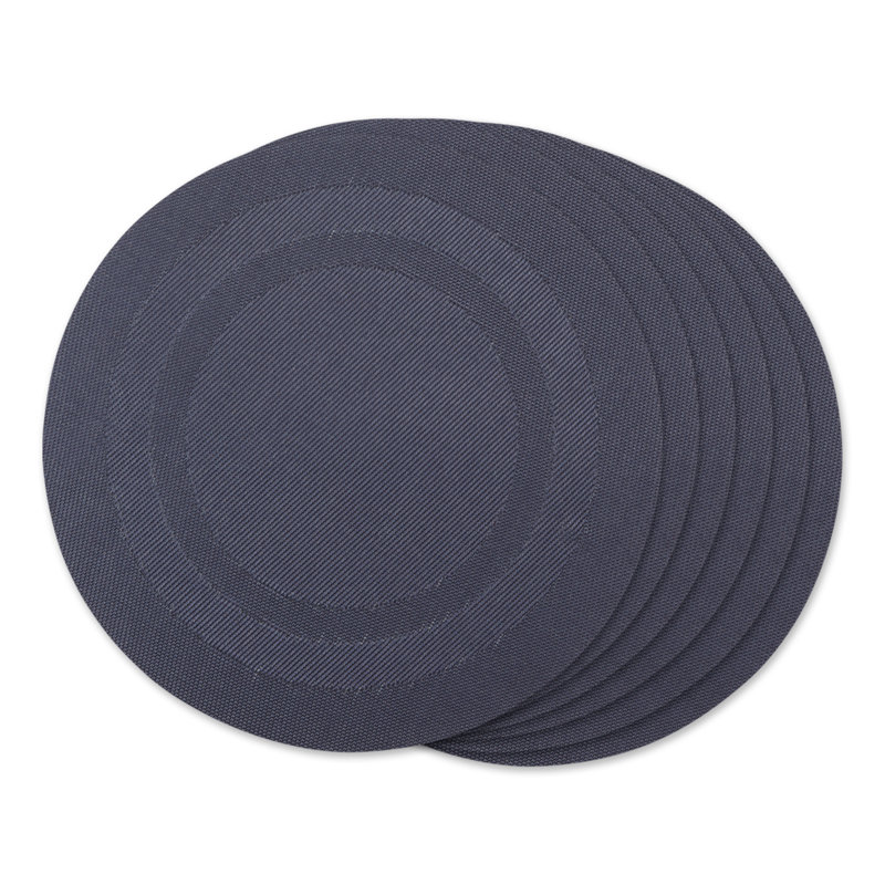 Canas Vinyl Round Placemat, Stonewash Blue
