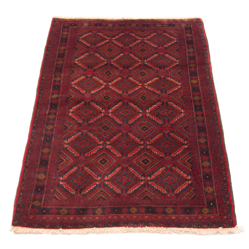 Tapis bleu marine foncé en laine noué à la main de conception unique 3 pi 5 po x 6 pi 2 po Zilla