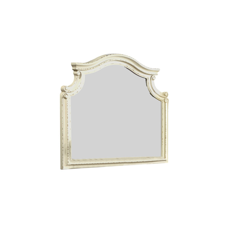 Élégant miroir beige antique pour la chambre à coucher - Bois massif, touche traditionnelle