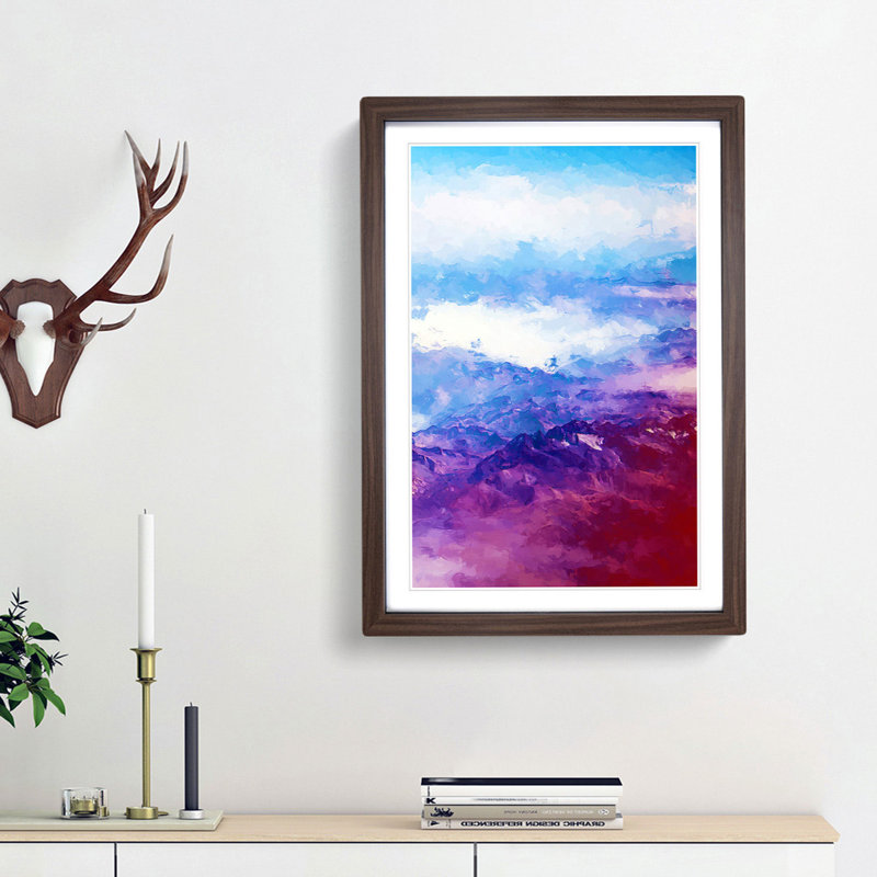 Mountain Range Adventure in Abstract - Picture Frame Graphic Art Print, Walnut Framed, 65cm H x 48cm W x 2cm D