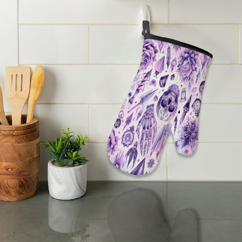 Dark Lilac Hues Oven Mitt Cotton Twill