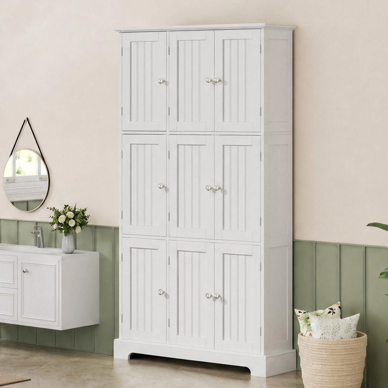 Armoire de rangement verticale H 63 po à 9 portes avec tablettes réglables et ancrage anti-basculement