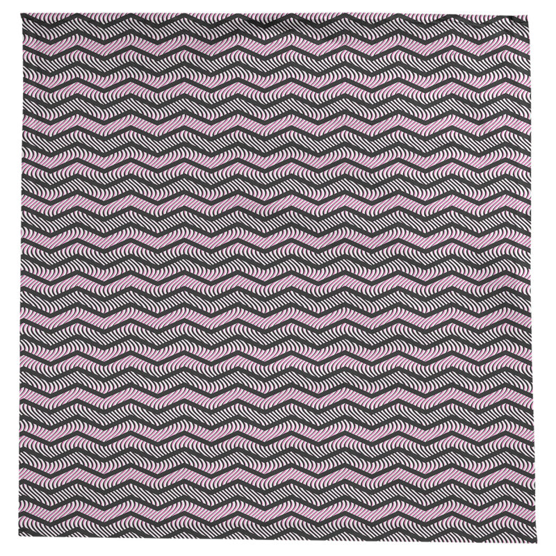 Nappe à chevrons ondulés Stephenie, Noir / Rose