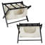 Ensemble de 4 valises pliantes en bois avec tablette de rangement à 2 niveaux, support de valise robuste pour chambre d'amis et hôtel, noir