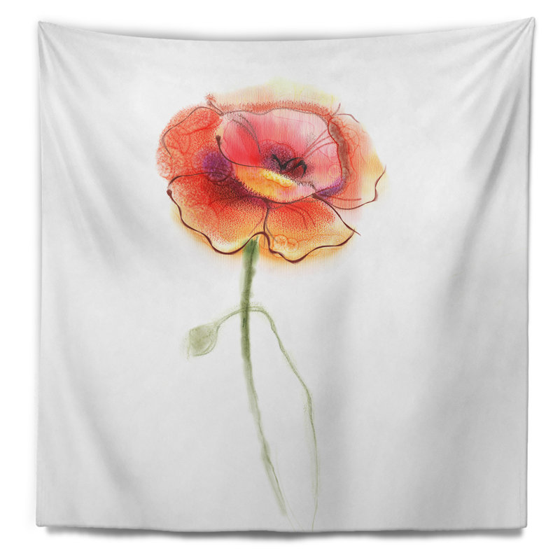 Tapisserie fleur de coquelicot, H 50 po x l 60 po