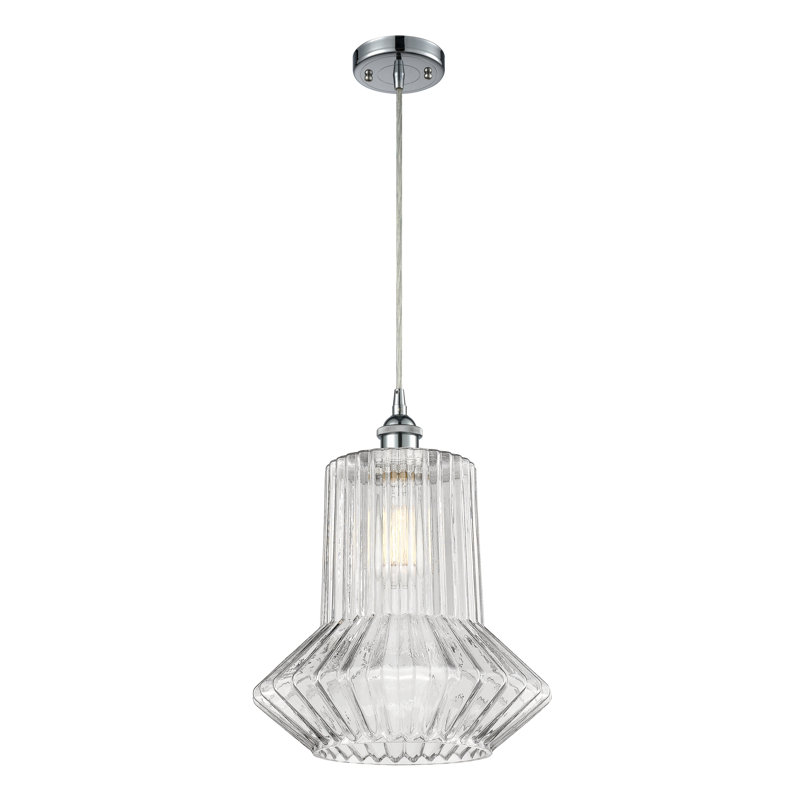 Luminaire suspendu géométrique à 1 lumière Perri, Chrome poli, Ampoule DEL 6 watts Vinage