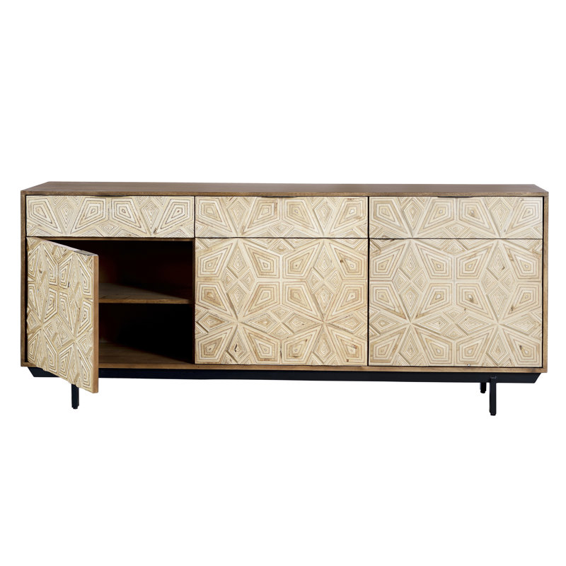 Manheim 182 Cm Wide 3 Drawer Mango Solid Wood Sideboard