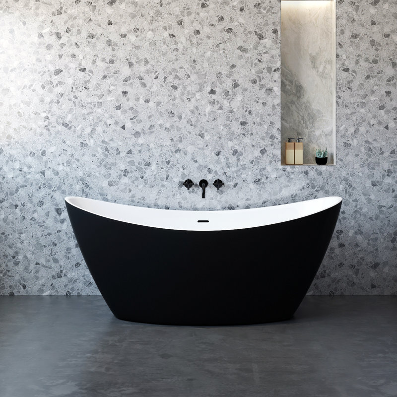 66.93'' x 29.53'' Freestanding Soaking Acrylic Bathtub